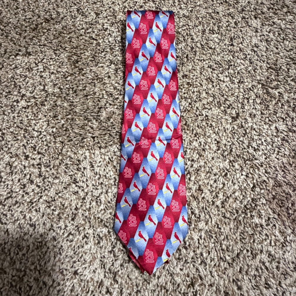 Eagles Wings St Louis Cardinals MLB Silk Tie Red Blue Geometric Diamond Pattern